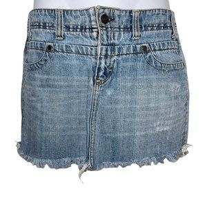 American Eagle Outfitters AEO Distressed Frayed Light Wash Mini Skirt 4
